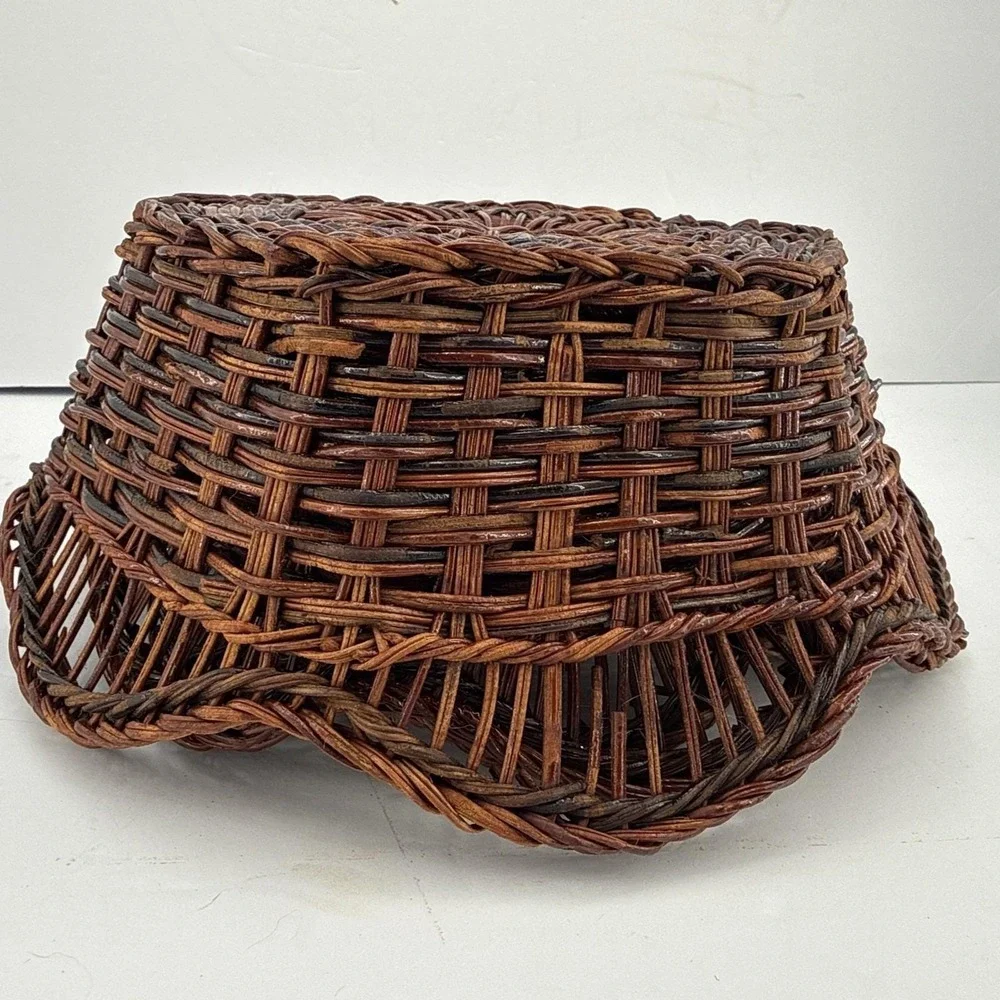 Vintage Set of 3 Wicker Nesting Baskets Handwoven Rattan Boho‎ Farmhouse